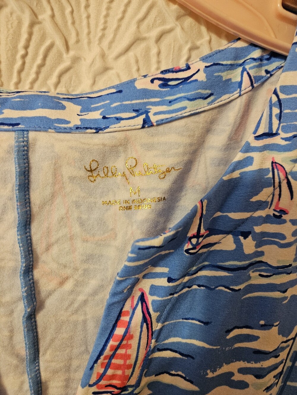 Lilly Pulitzer Blue Sailboat Print Midi Dress with Pink Accents - Picture 3 of 7